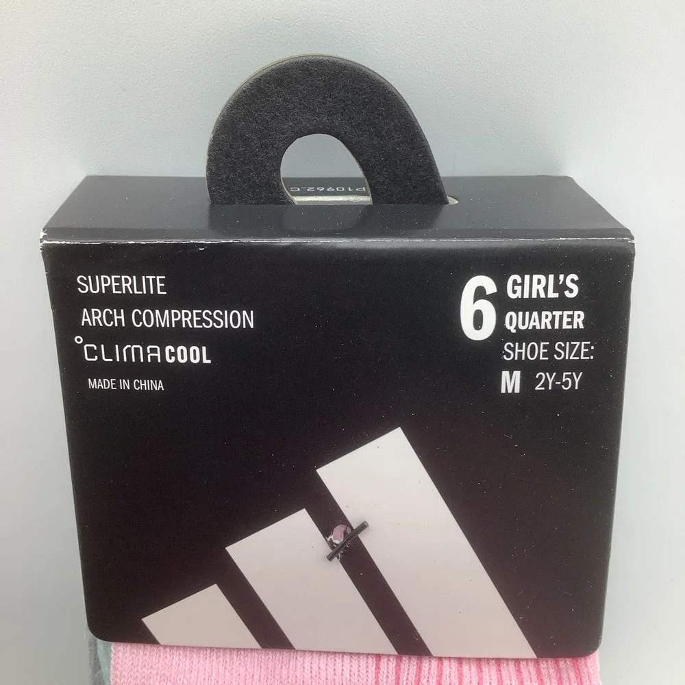 Adidas Superlite ClimaCool Quarter Socks 6 Pair Pink Blue Grey Size M 2Y-5Y NWT